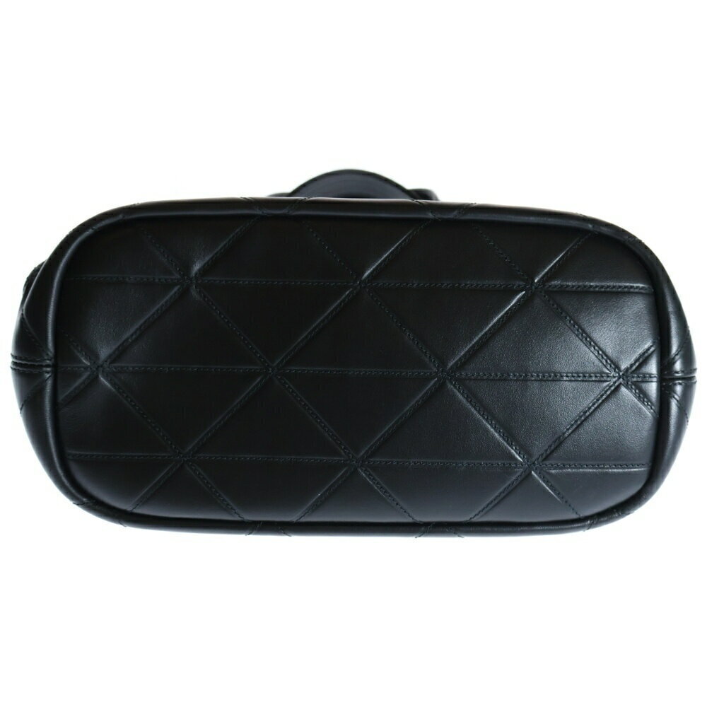 Prada Plate Triangle Handbag Leather Black Logo Shoulder Bag Quilted - Picture 5 of 6